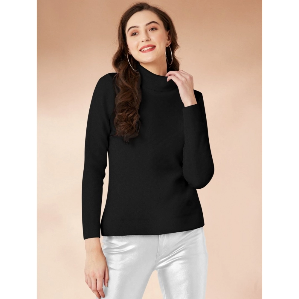 54165430761_818b292c73_o_d-1000x1000-1.webp Women's Polyester Solid High Neck Full Sleeve T-Shirt (Black) - Image 1