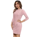 Women's Polyester Solid High Neck Full Sleeve Dress (Peach) - Image 2
