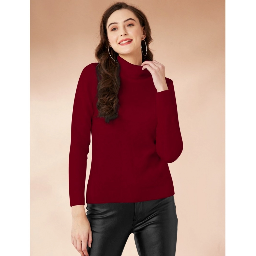 54165742524_a69481cfd1_o_d-1000x1000-1.webp Women's Polyester Solid High Neck Full Sleeve T-Shirt (Maroon) - Image 1