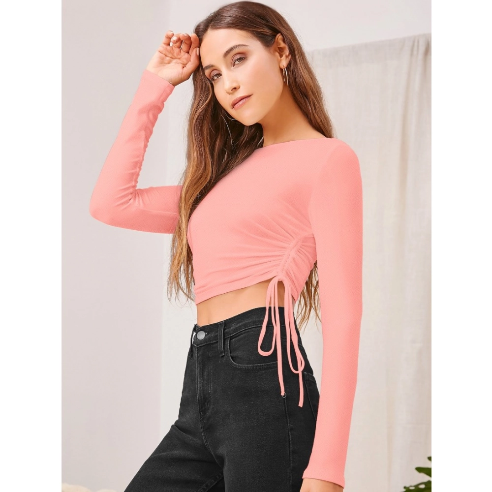 54165742709_f7b1ec8d6c_o_d-1000x1000-1.webp Women's Polyester Solid Round Neck Full Sleeve Top (Peach) - Image 1