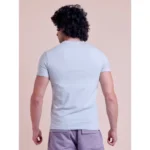 Men's Casual Cotton Solid Half Sleeve Round Neck T-Shirt (Grey) - Image 3
