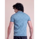 Men's Casual Cotton Printed Half Sleeve Round Neck T-Shirt (Green) - Image 3