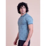 Men's Casual Cotton Printed Half Sleeve Round Neck T-Shirt (Green) - Image 5