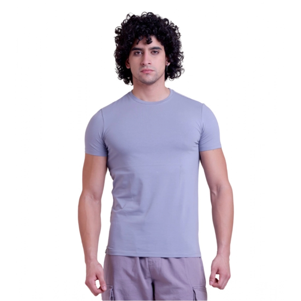 54221828351_9a35772761_o_d-1000x1000-1.webp Men's Casual Cotton Solid Half Sleeve Round Neck T-Shirt (Purple) - Image 1