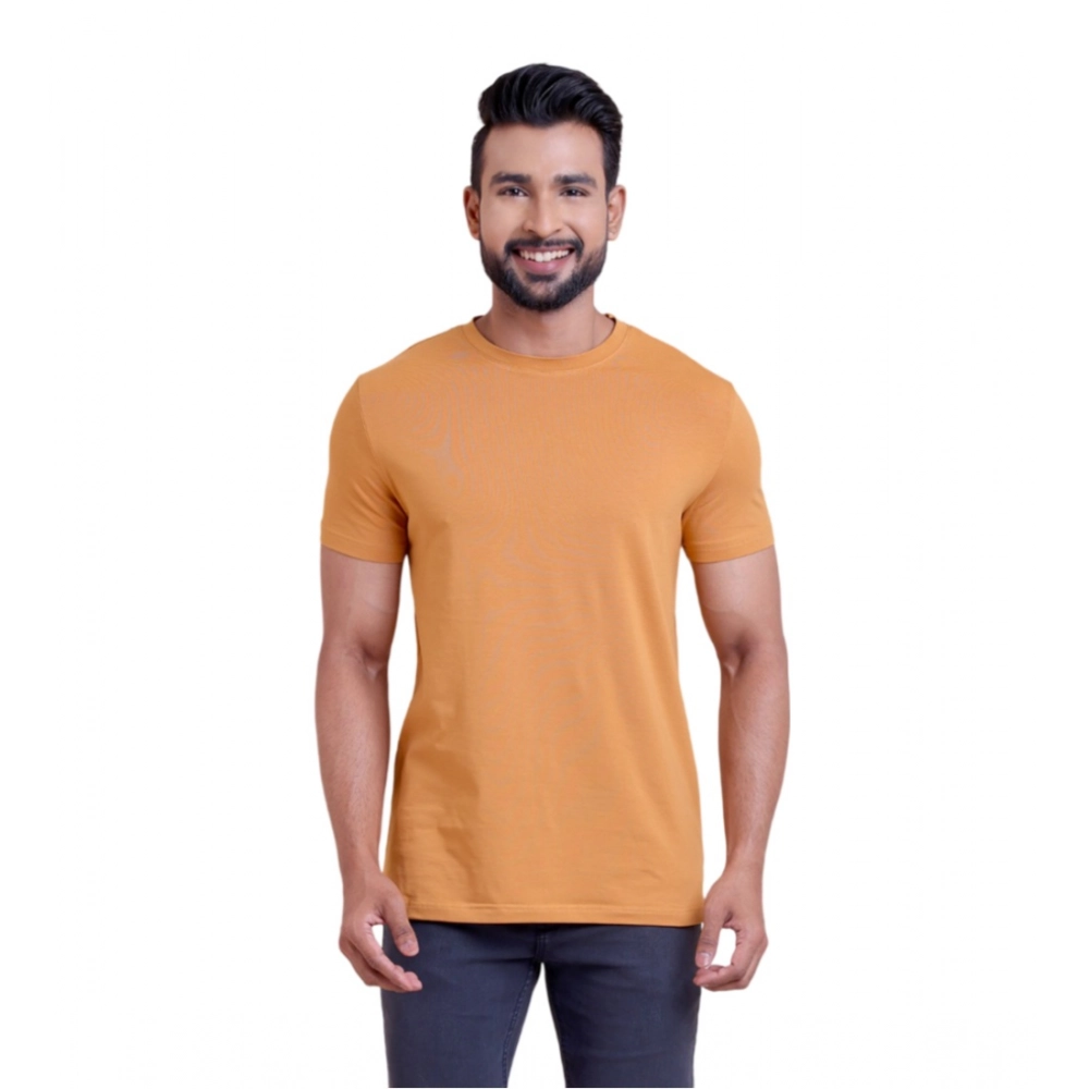 54221828436_956bdd61a0_o_d-1000x1000-1.webp Men's Casual Cotton Solid Half Sleeve Round Neck T-Shirt (Brown) - Image 1