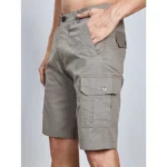 Men's Casual Cotton Solid Knee Length Cargo Shorts (DarkGrey) - Image 4