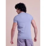 Men's Casual Cotton Solid Half Sleeve Round Neck T-Shirt (Purple) - Image 3