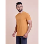 Men's Casual Cotton Solid Half Sleeve Round Neck T-Shirt (Brown) - Image 5