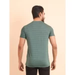 Men's Casual Nylon Solid Half Sleeve Round Neck T-Shirt (Green) - Image 3