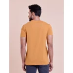 Men's Casual Cotton Solid Half Sleeve Round Neck T-Shirt (Brown) - Image 3