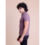 Men's Casual Cotton Solid Half Sleeve Polo Neck T-Shirt (Berry) - Image 5