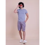 Men's Casual Cotton Solid Half Sleeve Round Neck T-Shirt (Purple) - Image 5