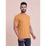 Men's Casual Cotton Solid Half Sleeve Round Neck T-Shirt (Brown) - Image 4