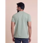 Men's Casual Cotton Solid Half Sleeve Mandarin Collar T-Shirt (Newsage) - Image 3