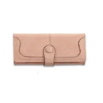 Women's Faux Leather Medium Snap Button Wallet (Khakhi)
