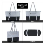 Women's Faux Leather Large Shoulder Zipper Handbag (Light Blue) - Image 3