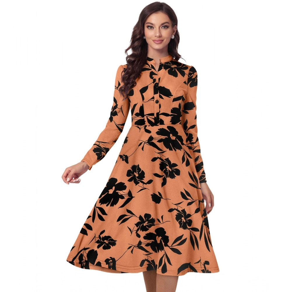 54254739192_2087c6ba9e_o_d-1000x1000-1.webp Women's Knitting Printed V-Neck Full Sleeve Dress (Orange) - Image 1