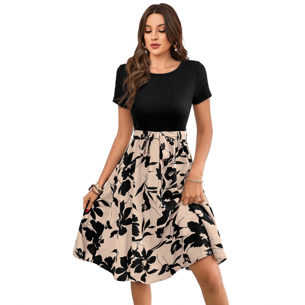 54255630391_f67dfc4ea6_o_d-1000x1000-1.webp Women's Knitting Printed Round Neck Short Sleeve Dress (Cream) - Image 1