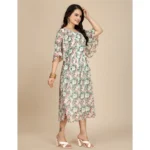 Women's Georgette Printed Round Neck Short Sleeve Dress (Pink) - Image 3