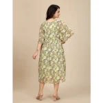 Women's Georgette Printed Round Neck Short Sleeve Dress (Green) - Image 3