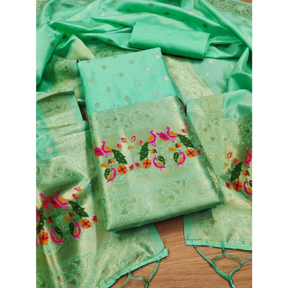 54262626017_6ff2eae282_o_d-1000x1000-1.webp Women's Banarasi Silk Printed Unstitched Salwar Suit Material With Dupatta (Seagreen, 3Mtrs) - Image 1