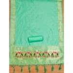 Women's Banarasi Silk Printed Unstitched Salwar Suit Material With Dupatta (Seagreen, 3Mtrs) - Image 2
