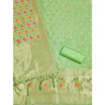 Women's Banarasi Silk Printed Unstitched Salwar Suit Material With Dupatta (Pista, 3Mtrs) - Image 2