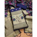 Women's Banarasi Silk Printed Unstitched Salwar Suit Material With Dupatta (Navy Blue, 3Mtrs) - Image 4