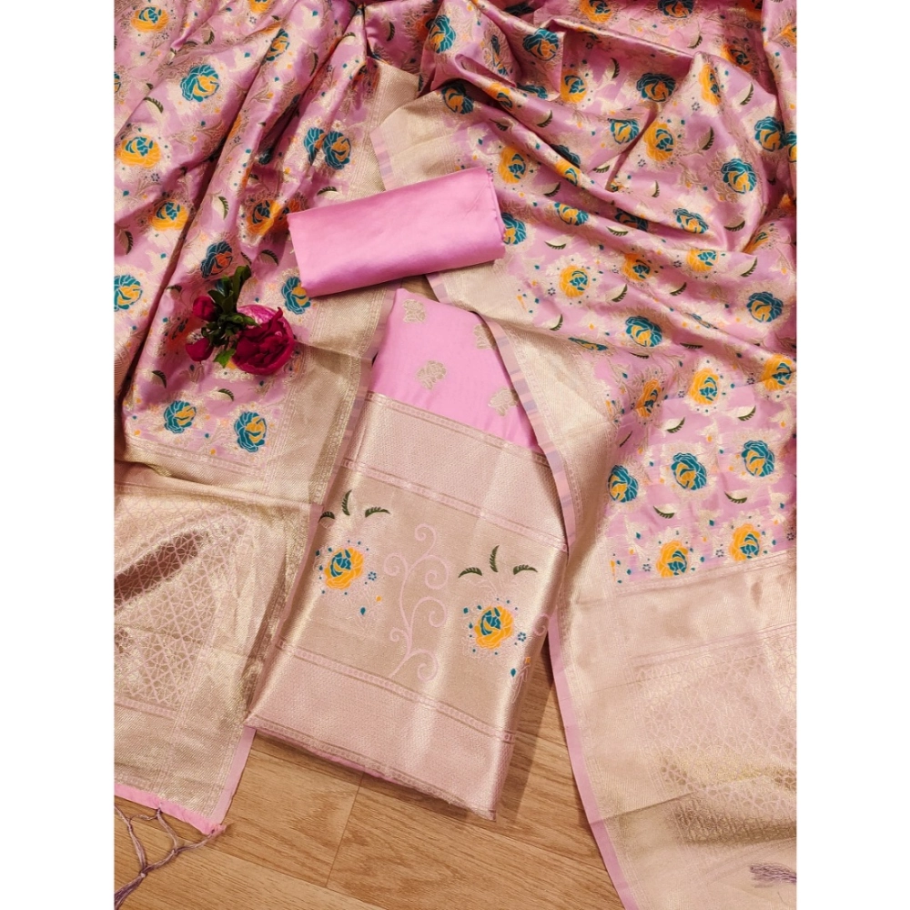 54262626802_692dcea73e_o_d-1000x1000-1.webp Women's Banarasi Silk Printed Unstitched Salwar Suit Material With Dupatta (Pink, 3Mtrs) - Image 1