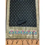 Women's Banarasi Silk Printed Unstitched Salwar Suit Material With Dupatta (Black, 3Mtrs) - Image 2