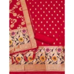 Women's Banarasi Silk Printed Unstitched Salwar Suit Material With Dupatta (Red, 3Mtrs) - Image 2