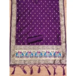 Women's Banarasi Silk Printed Unstitched Salwar Suit Material With Dupatta (Purple, 3Mtrs) - Image 2