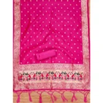 Women's Banarasi Silk Printed Unstitched Salwar Suit Material With Dupatta (Pink, 3Mtrs) - Image 3