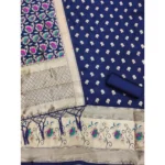 Women's Banarasi Silk Printed Unstitched Salwar Suit Material With Dupatta (Navy Blue, 3Mtrs) - Image 2