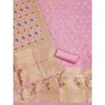 Women's Banarasi Silk Printed Unstitched Salwar Suit Material With Dupatta (Pink, 3Mtrs) - Image 2