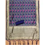 Women's Banarasi Silk Printed Unstitched Salwar Suit Material With Dupatta (Navy Blue, 3Mtrs) - Image 3