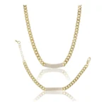 Women's Stainless Steel Gold Polish Polish Hand Bracelet And Necklace (Gold Plated)