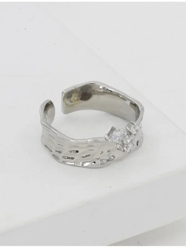 Stainless Steel Silver Polish Freesize Western Finger Ring (Silver Plated)