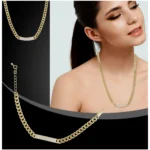 Women's Stainless Steel Gold Polish Polish Hand Bracelet And Necklace (Gold Plated) - Image 2