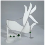 Women's Stainless Steel Green Color Silver Chain Western Combo Jewelry (Silver Plated) - Image 3