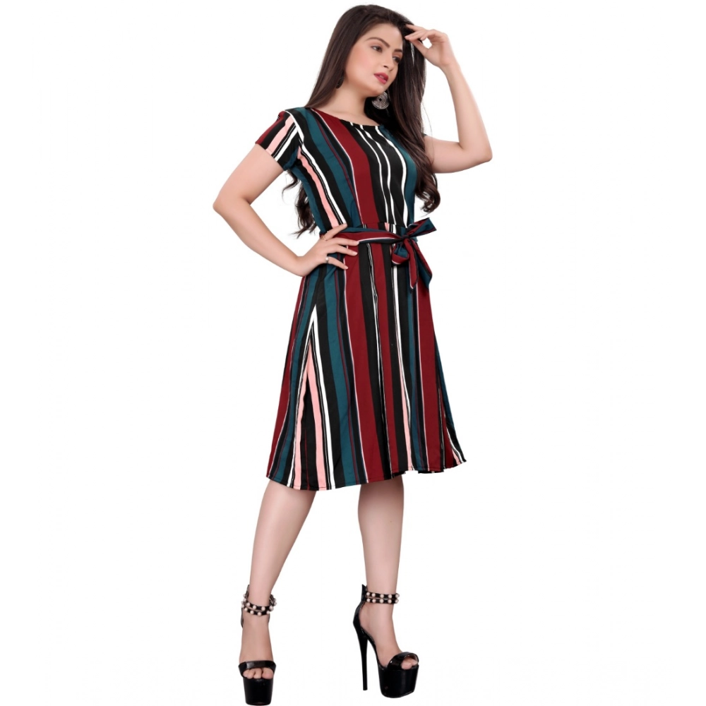 54324763319_40c6a205b6_o_d-1000x1000-1.webp Women's Crep Striped Short Sleeve Dress (Red-Blue ) - Image 1