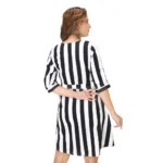 Women's Crep Striped Short Sleeve Dress (Black-White ) - Image 3