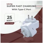 VOXEL 25 Watt ' C ' Port PD Charger AB Plastic (White) - Image 3