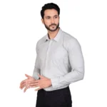 Men's Casual Cotton Full Sleeve Solid Shirt (Grey) - Image 4