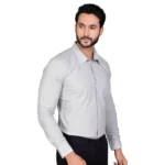 Men's Casual Cotton Full Sleeve Solid Shirt (Grey) - Image 3