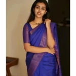 Women's Silk Printed Saree With Unstitched Blouse 5.5Mtr (Blue) - Image 3