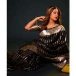 Women's Silk Printed Saree With Unstitched Blouse 5.5Mtr (Black) - Image 3