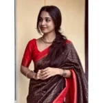 Women's Silk Printed Saree With Unstitched Blouse 5.5Mtr (Brown) - Image 3