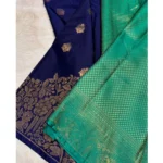Women's Silk Printed Saree With Unstitched Blouse 5.5Mtr (Royal Blue) - Image 3