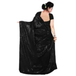 Women's Georgette Embellished Sequnece Bollywood Saree With Unstitched Blouse 5.5Mtr (Black) - Image 2